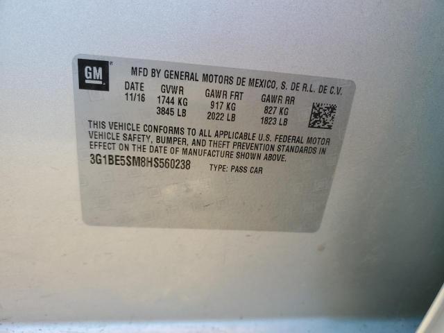 2017 CHEVROLET CRUZE LT - 3G1BE5SM8HS560238