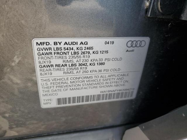 VIN WA1BNAFY4K2094219 2019 Audi Q5, Premium Plus no.12