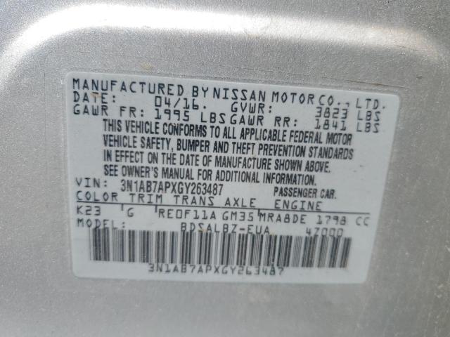 2016 NISSAN SENTRA S - 3N1AB7APXGY263487