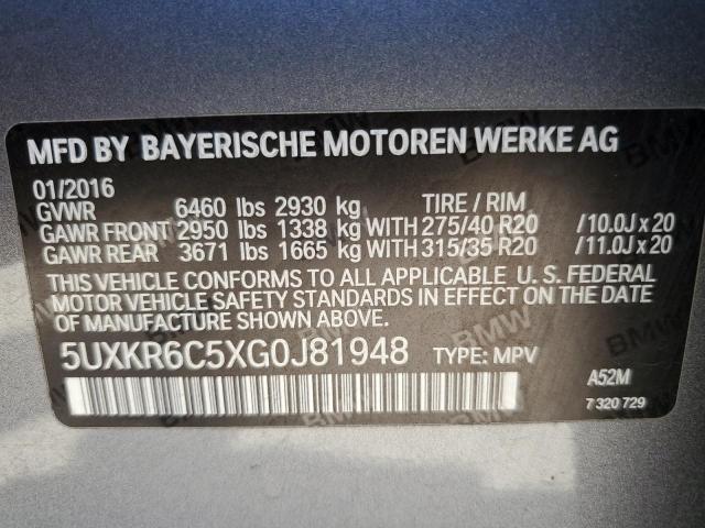 VIN 5UXKR6C5XG0J81948 2016 BMW X5, Xdrive50I no.12