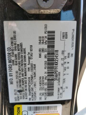 VIN 3FA6P0T91KR254518 2019 Ford Fusion, SE no.12