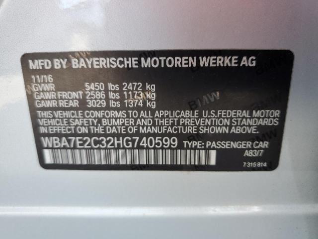 VIN WBA7E2C32HG740599 2017 BMW 7 Series, 740 I no.12