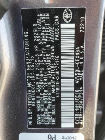 2016 TOYOTA CAMRY HYBR - 4T1BD1FK5GU179176