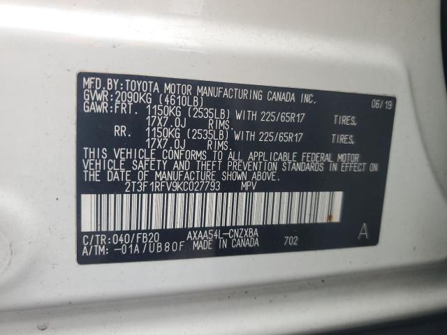 2019 TOYOTA RAV4 LE - 2T3F1RFV9KC027793
