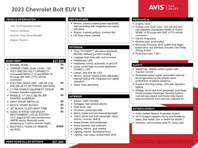 2023 CHEVROLET BOLT EUV L - 1G1FY6S08P4185946