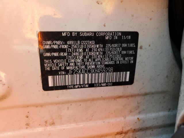 2019 SUBARU FORESTER JF2SKACC3KH459298
