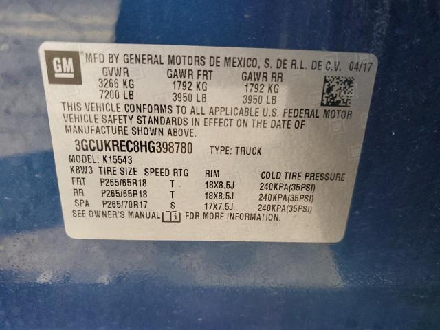 2017 CHEVROLET SLVT 3GCUKREC8HG398780