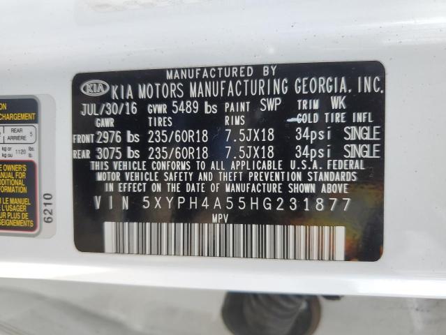 VIN 5XYPH4A55HG231877 2017 KIA Sorento, EX no.13