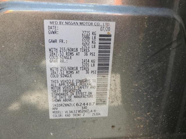 2020 NISSAN PATHFINDER - 5N1DR2BN2LC624487