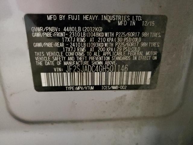 2016 SUBARU FORESTER 2 - JF2SJADC4GH501146
