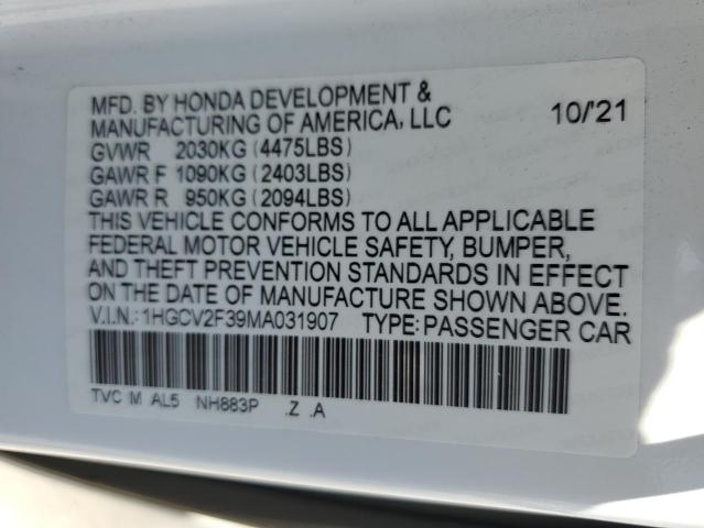 2021 HONDA ACCORD SPO - 1HGCV2F39MA031907