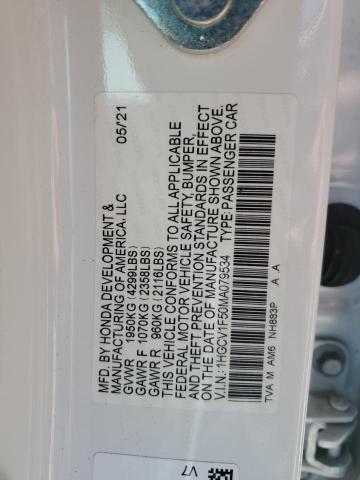 VIN 1HGCV1F50MA079534 2021 Honda Accord, Exl no.13