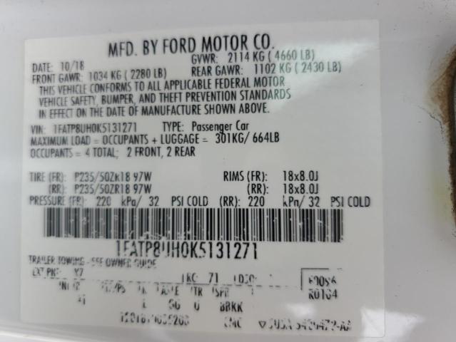 2019 FORD MUSTANG - 1FATP8UH0K5131271