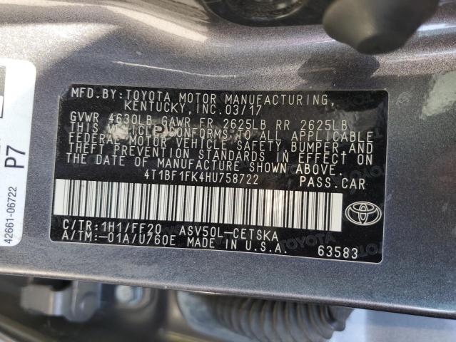 VIN 4T1BF1FK4HU758722 2017 Toyota Camry, LE no.12