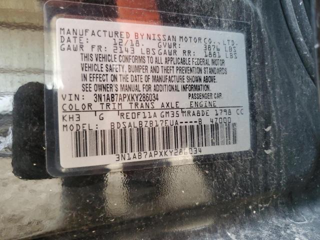 VIN 3N1AB7APXKY286034 2019 Nissan Sentra, S no.13