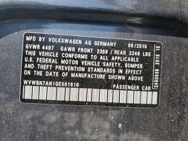 2016 VOLKSWAGEN CC BASE - WVWBN7AN1GE501618