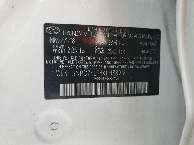 2019 HYUNDAI ELANTRA SE - 5NPD74LF4KH438918