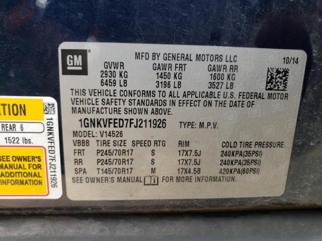 2015 CHEVROLET TRAVERSE L - 1GNKVFED7FJ211926