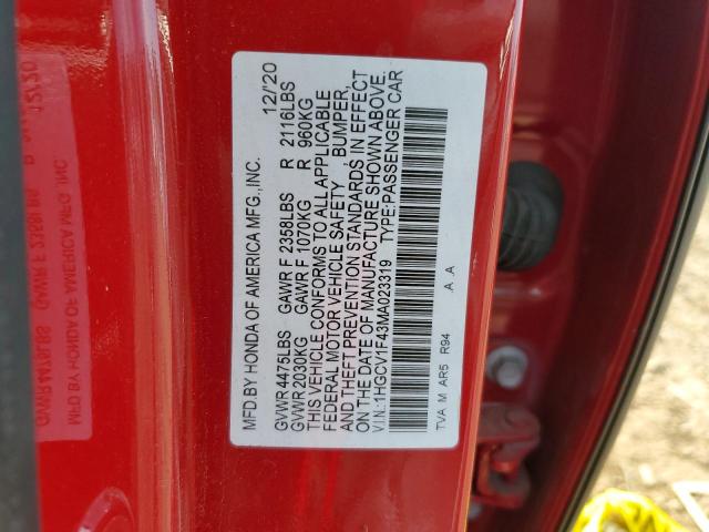 2021 HONDA ACCORD SPO - 1HGCV1F43MA023319