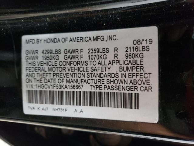 2019 HONDA ACCORD EXL - 1HGCV1F53KA156667