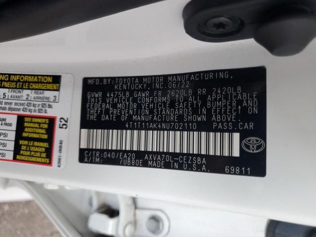 VIN 4T1T11AK4NU702110 2022 Toyota Camry, SE no.13