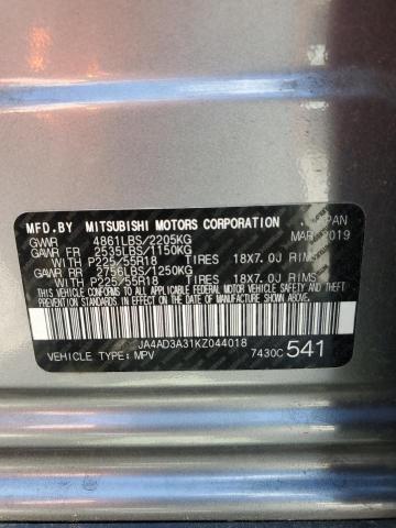 2019 MITSUBISHI OUTLANDER - JA4AD3A31KZ044018
