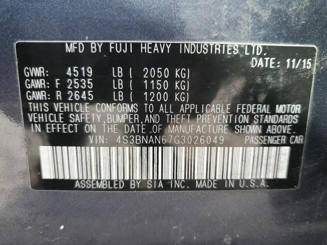 2016 SUBARU LEGACY 4S3BNAN67G3026049