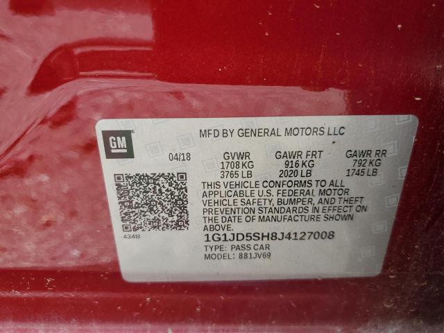 VIN 1G1JD5SH8J4127008 2018 Chevrolet Sonic, LT no.12