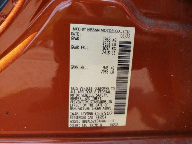 2022 NISSAN ALTIMA SR - 1N4BL4CV0NN355507
