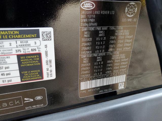 2019 LAND ROVER RANGE ROVE - SALGS2RE0KA541882