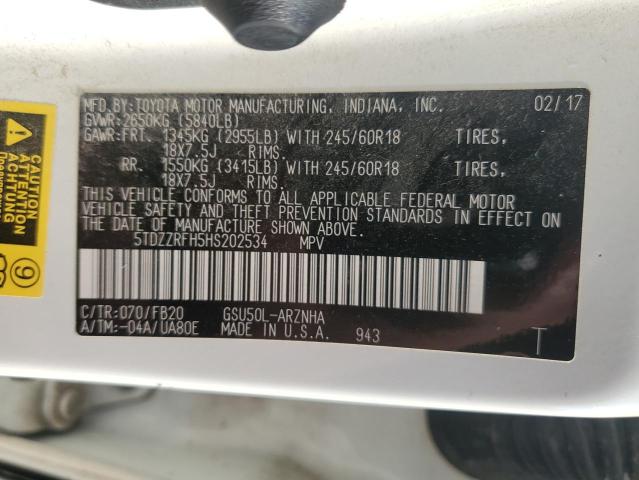 2017 TOYOTA HIGHLANDER - 5TDZZRFH5HS202534