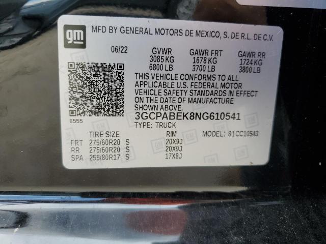 2022 CHEVROLET SILVERADO - 3GCPABEK8NG610541