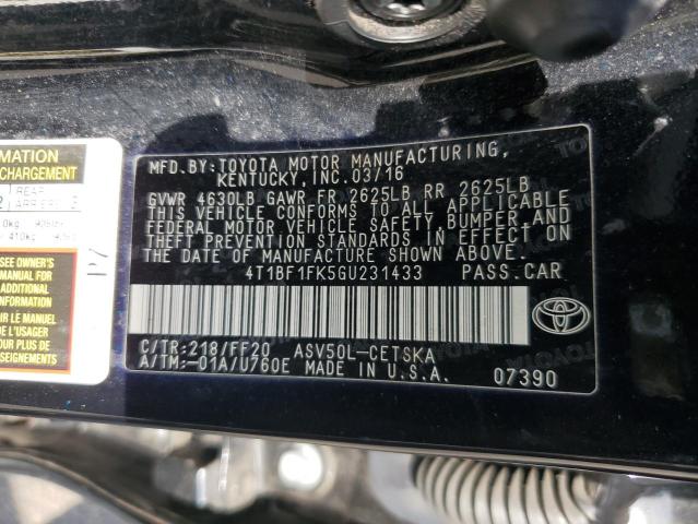 VIN 4T1BF1FK5GU231433 2016 Toyota Camry, LE no.12