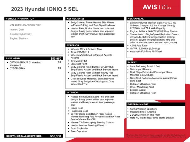 2023 HYUNDAI IONIQ 5 SE - KM8KNDAF8PU227522