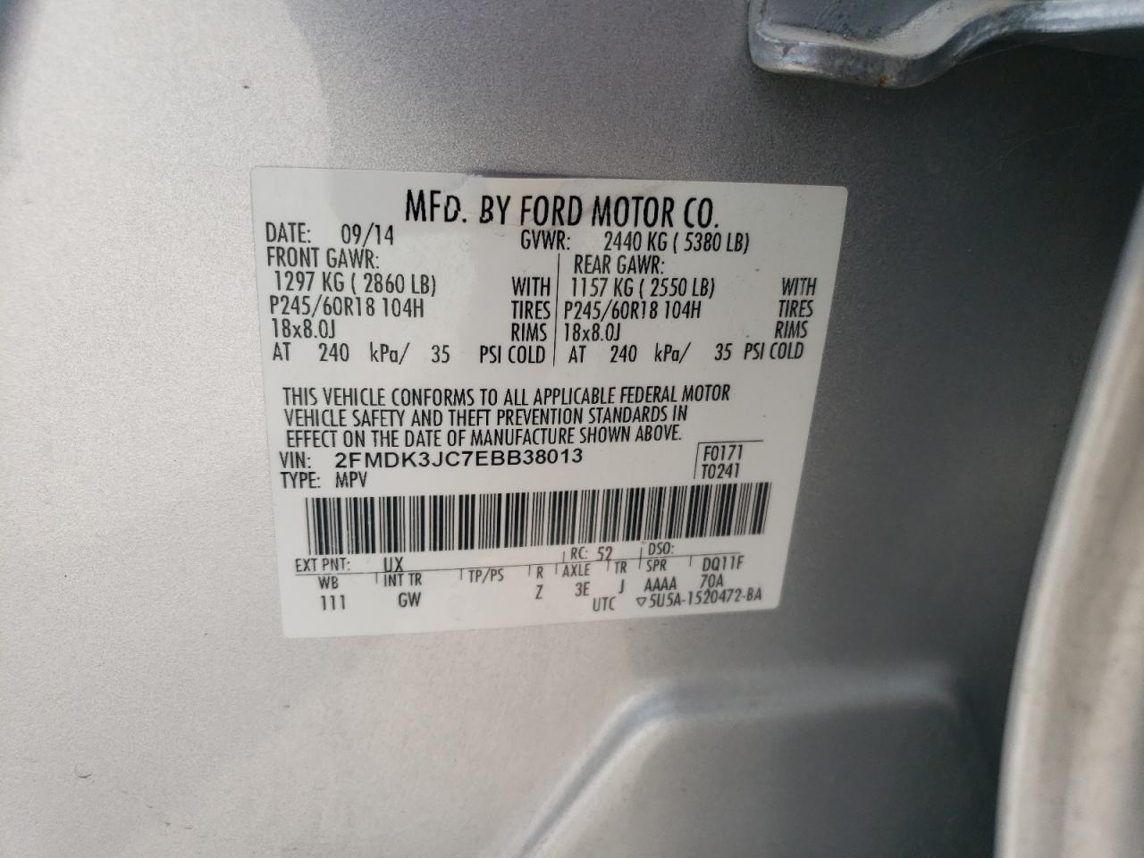 Lot #2996606588 2014 FORD EDGE SEL