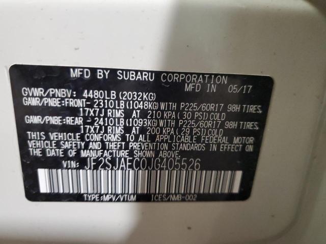 2018 SUBARU FORESTER 2 - JF2SJAEC0JG405526