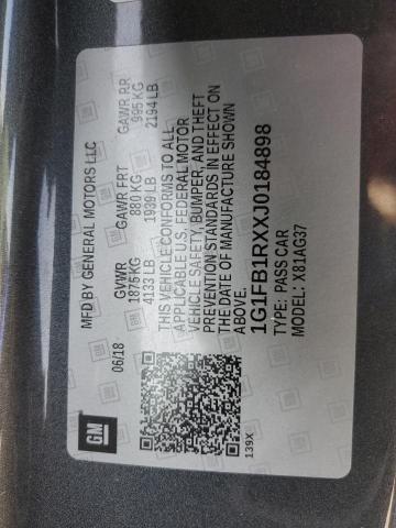 2018 CHEVROLET CAMARO LT - 1G1FB1RXXJ0184898