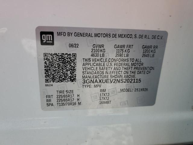 2022 CHEVROLET EQUINOX LT - 3GNAXUEV2NS202115