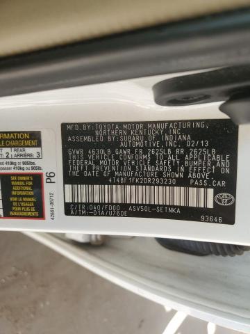 VIN 4T4BF1FK2DR293230 2013 Toyota Camry, L no.12