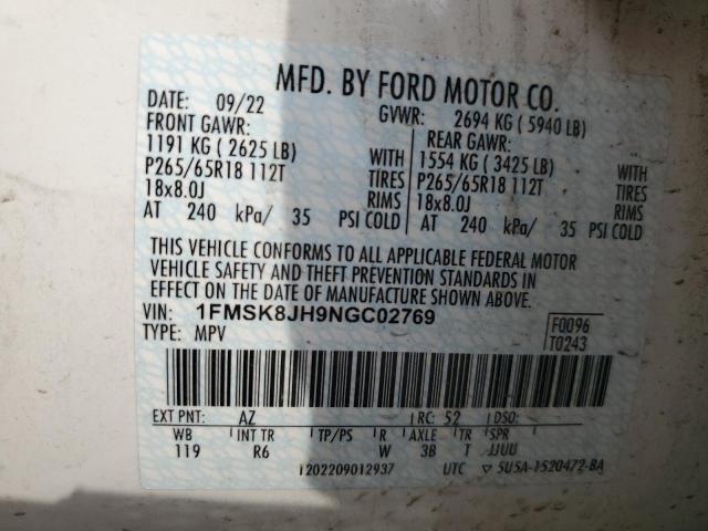 2022 FORD EXPLORER T - 1FMSK8JH9NGC02769