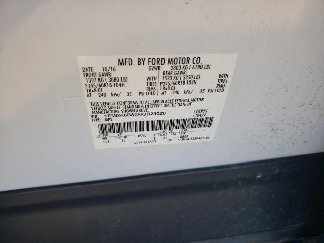 2017 FORD EXPLORER - 1FM5K8B8XHGB23028