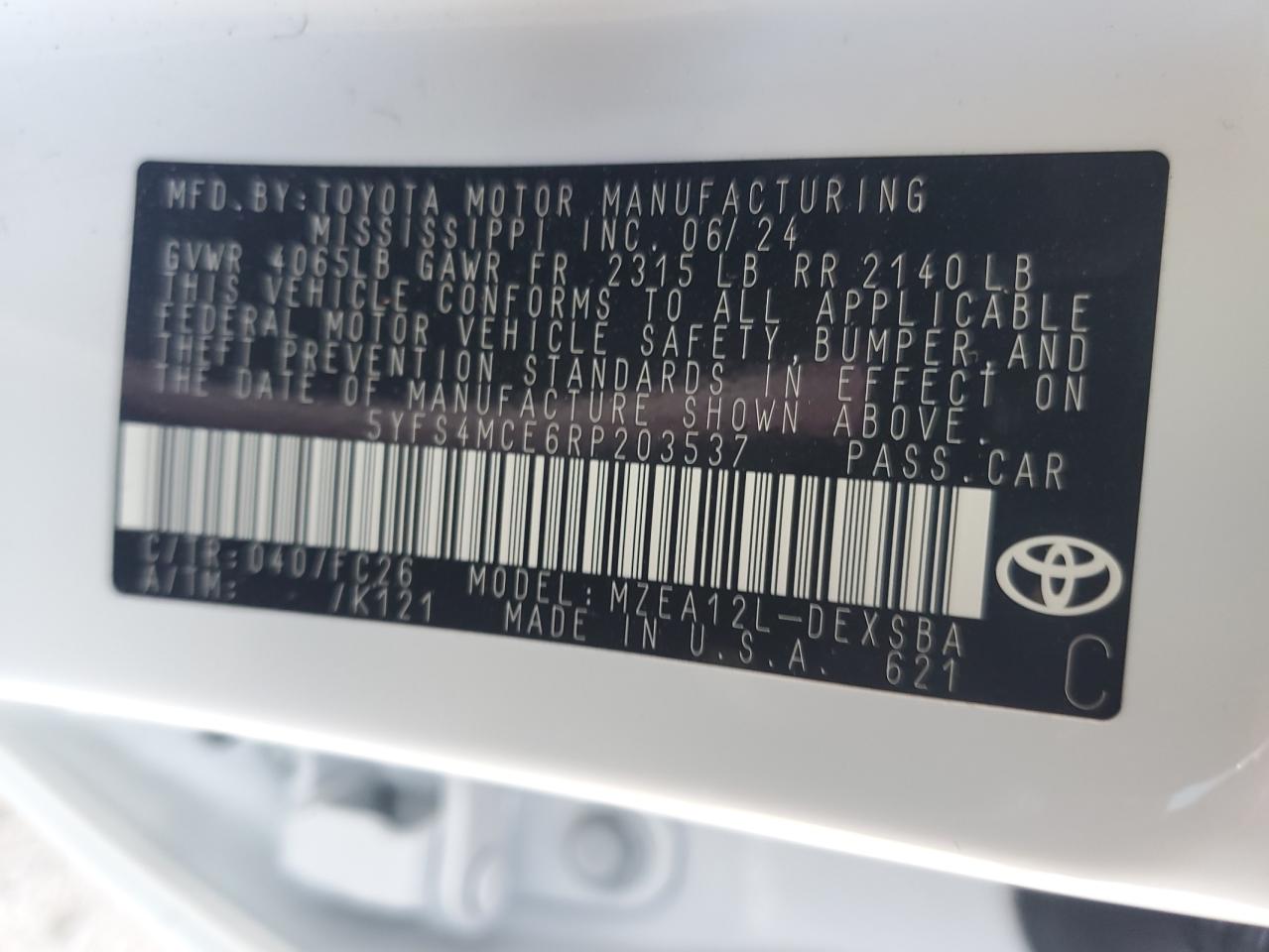 Lot #2898413018 2024 TOYOTA COROLLA SE