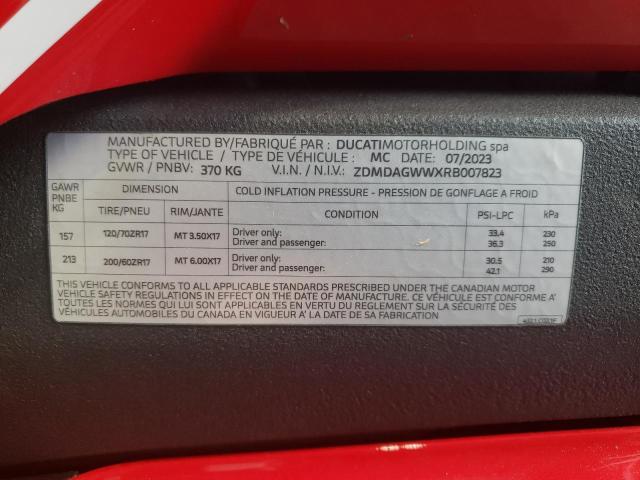 2024 DUCATI PANIGALE V ZDMDAGWWXRB007823