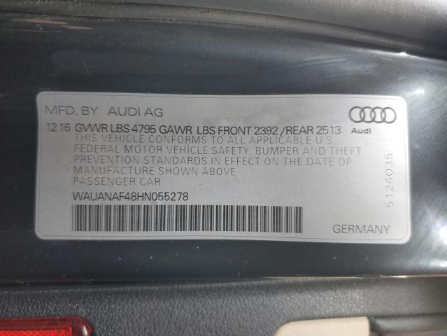 2017 AUDI A4 PREMIUM - WAUANAF48HN055278