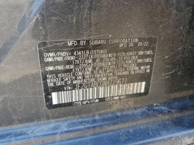 2022 SUBARU CROSSTREK JF2GTABC0NH229677