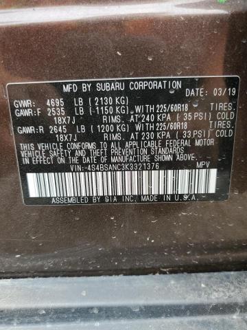 2019 SUBARU OUTBACK 2. - 4S4BSANC3K3321376