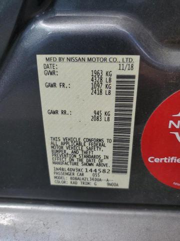 2019 NISSAN ALTIMA SV - 1N4BL4DV3KC144582