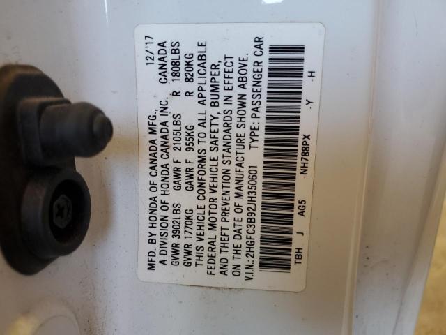 2018 HONDA CIVIC TOUR - 2HGFC3B92JH350601