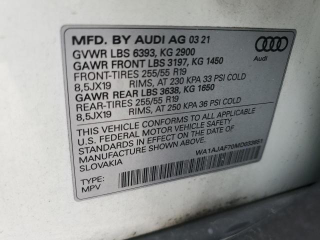 VIN WA1AJAF70MD033651 2021 Audi Q7, Premium no.14