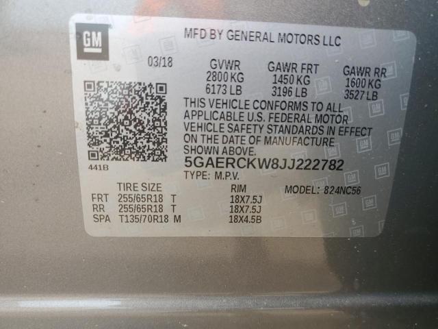 2018 BUICK ENCLAVE PR - 5GAERCKW8JJ222782